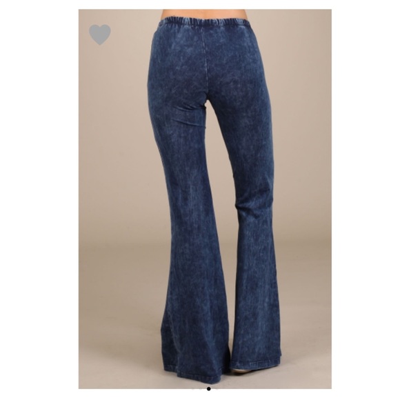 RESTOCKED! Mineral Wash Bell Bottoms Blue - Picture 4 of 6